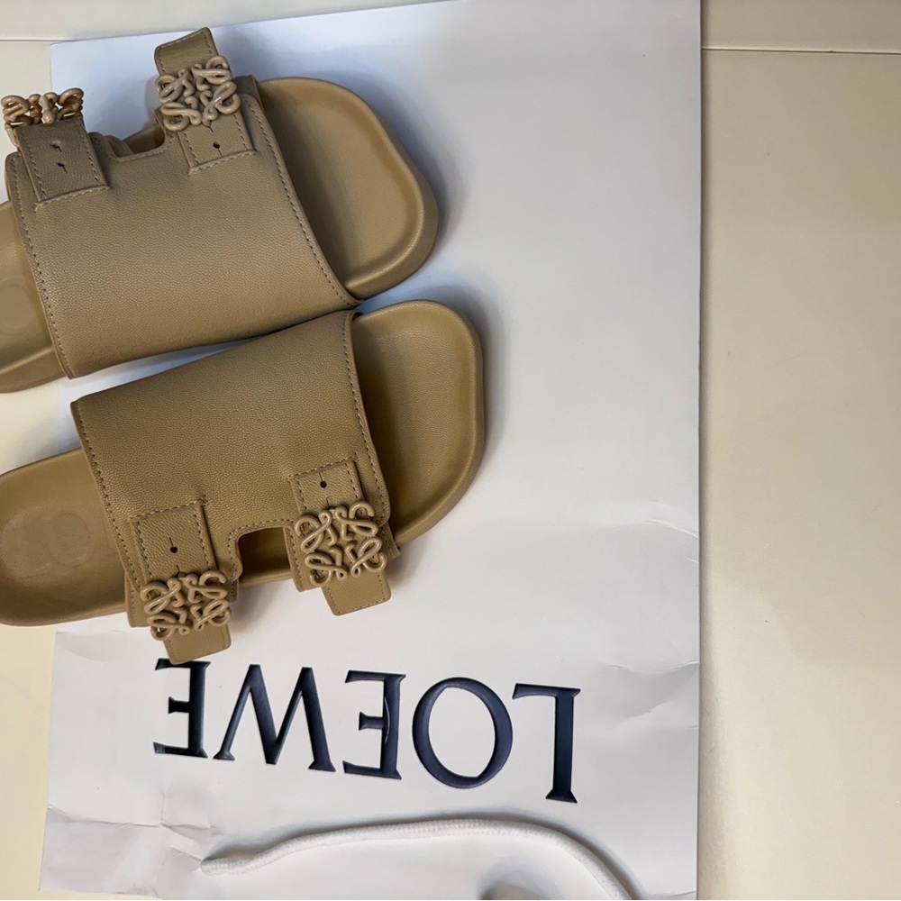 Loewe Beige Slide Sandals